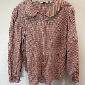 And Other Stories - gingham collared blouse with small floral embroidery detai